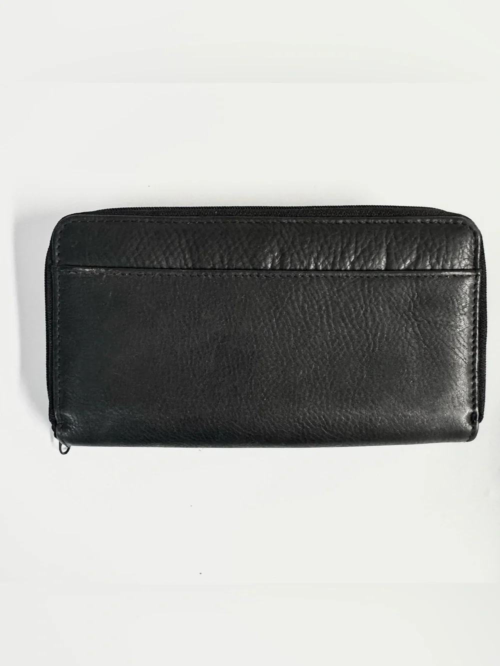 Multi-Pocket Leather Wallet for Women Black Pebbled EUC